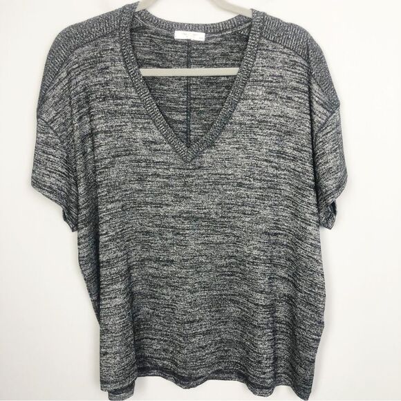 RAG & BONE | Avryl Gray/Black Heathered V-Neck Short Sleeve Tee Women’s Size XL - Picture 2 of 9